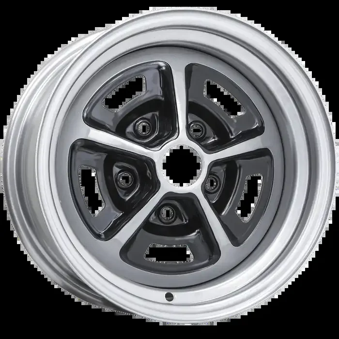 15×7 SS 396 Silver/Black 5×4.75″ bolt 4.375″ backspace