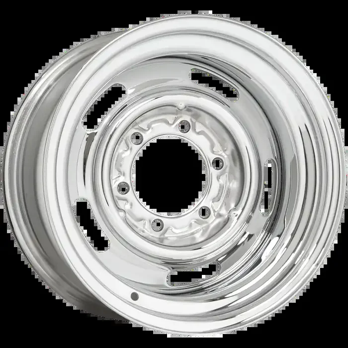 15×8 Pickup Rallye Pre-1971 6-Lug Chrome 6×5.5″ bolt 4″ backspace