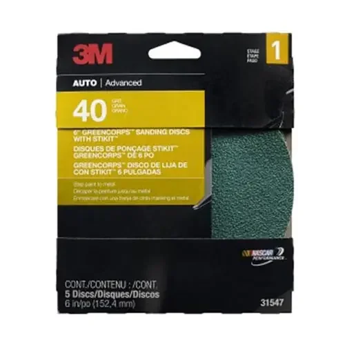 3M 6″ Green Corps Stikit Disc 40E, 5/box – 31458
