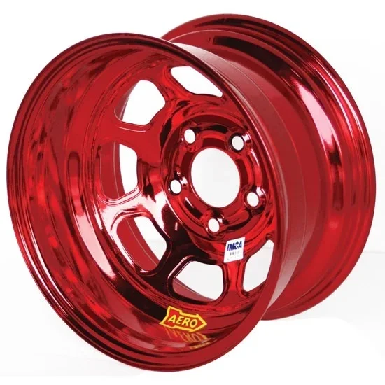 Aero 52 Series IMCA Rolled Wheel – Red Chrome – 15 ” x 8 ” – 5 x 5 ” – 2 ” BS – 19 lbs.