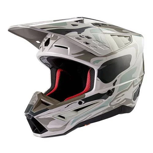Alpinestars SM5 Mineral MX Helmet – Warm Gray/Celadon/Green Glossy