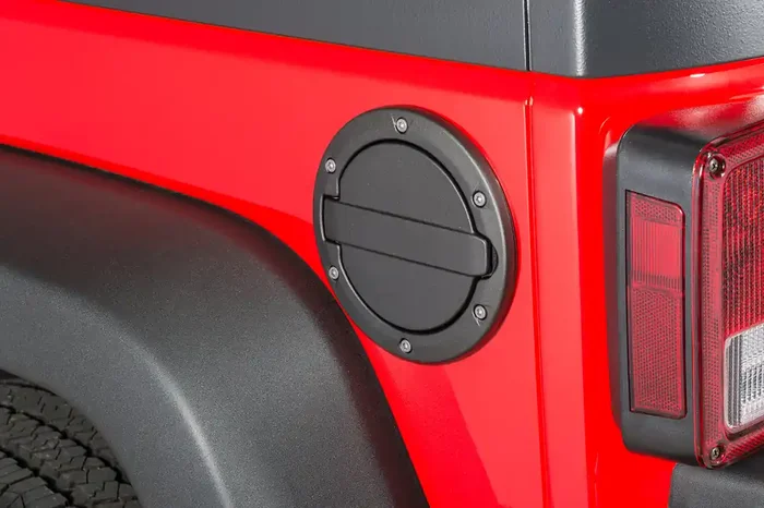 AMP Research Fuel Door for 07-18 Jeep Wrangler JK in Brushed Aluminum for 07-18 Jeep Wrangler JK