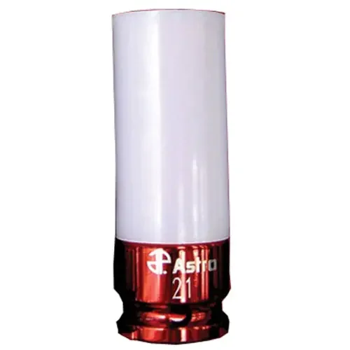 Astro Pneumatic 21 mm Impact Socket with Chrome Protective Plastic Sleeve & Shallow Broach (Red) – 7870-21