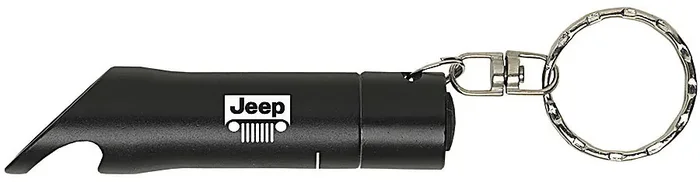 Automotive Gold Jeep Grill Logo LED Flashlight-Bottle Opener Keychain