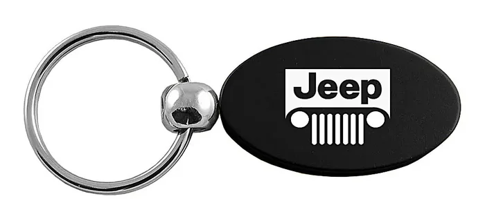 Automotive Gold Jeep Grill Logo Oval Keychain