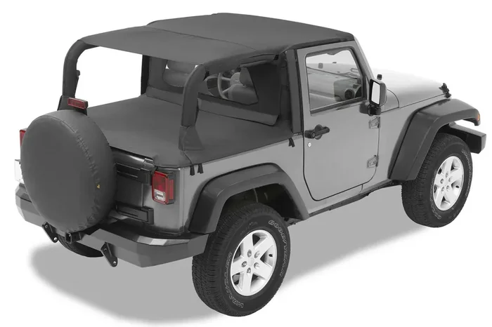 Bestop Safari Bikini, Duster & Windjammer Summer Combo in Black Diamond for 07-09 Jeep Wrangler JK 2 Door with Factory Soft Top