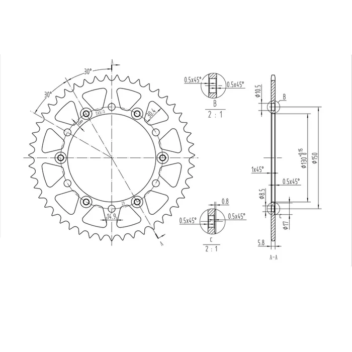 BikeMaster Rear Sprocket 520 – 47-Tooth [MPN: 240 245/3 47]