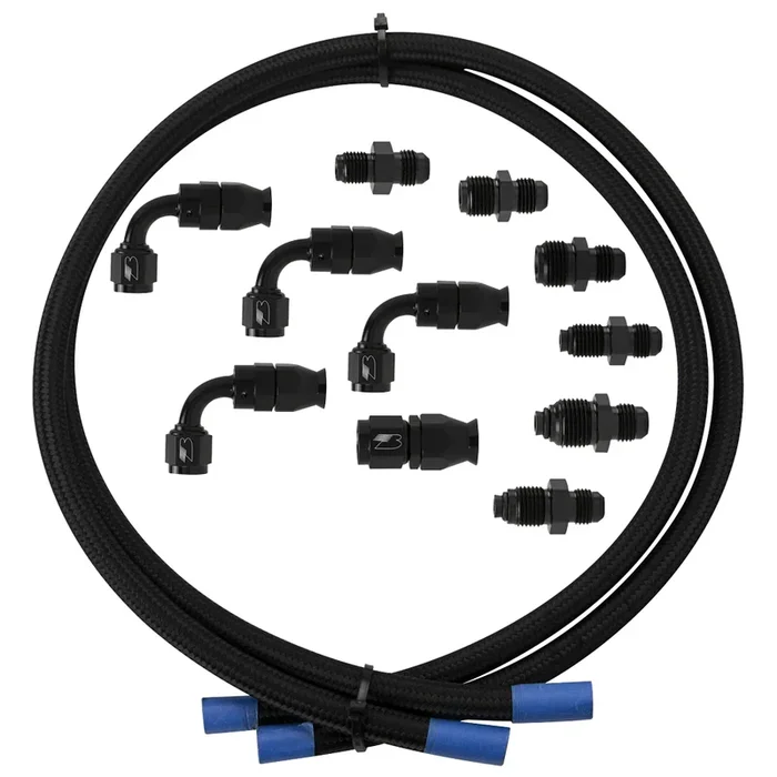Billet Specialties Power Steering Hose Kit – Braided Stainless – Black – Pump Mount Style Reservoirs