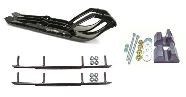 C&A Pro Black XPT Snowmobile Skis w/ 8″ Round Bars Complete Kit Yamaha Trailing Arm & Apex/Vector