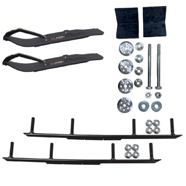 C&A Pro Black XT Snowmobile Skis w/ 10″ Round Bars Complete Kit Ski-Doo 2000-2015 (ADSA) REV/XP/XS