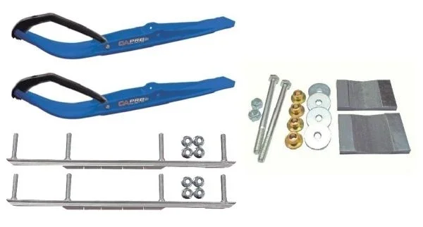 C&A Pro Blue Razor Snowmobile Skis w/ 7.5″ Shaper Bars Complete Kit Yamaha Old Phazer Strut Suspension