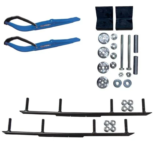 C&A Pro Blue Razor Snowmobile Skis w/ 8″ Round Bars Complete Kit Lynx 2022+ Rave, Commander, Ranger, Xterrian