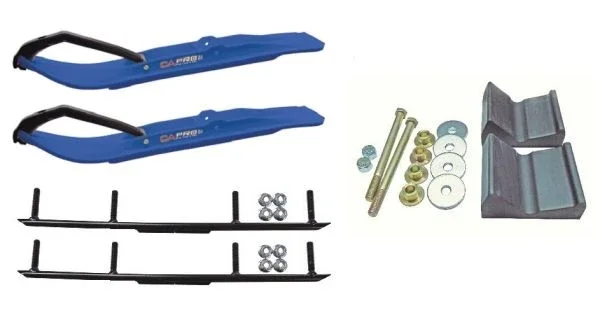 C&A Pro Blue XT Snowmobile Skis w/ 4″ Round Bars Complete Kit 2012+ Rush/Pro RMK/Switchback/Assault