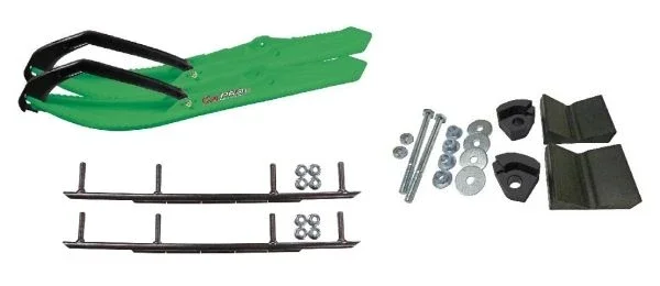C&A Pro Green BX Snowmobile Skis w/ 10″ Round Bars Complete Kit Ski-Doo T3 Summit