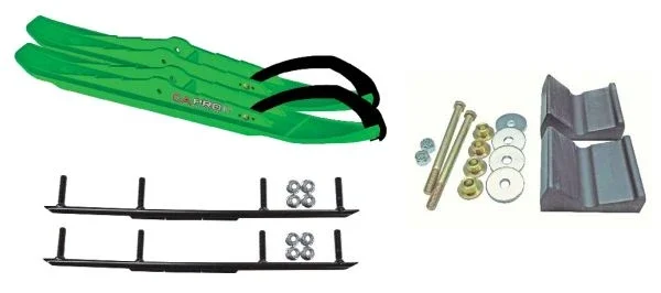 C&A Pro Green XCS Snowmobile Skis w/ 6″ Round Bars Complete Kit 2012+ Rush/Pro RMK/Switchback/Assault