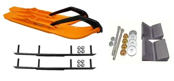 C&A Pro Orange XCS Snowmobile Skis w/ 6″ Round Bars Complete Kit Polaris Pro Ride Chassis Rush 2010-11