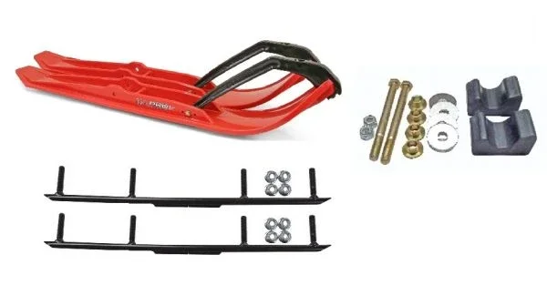 C&A Pro Red XPT Snowmobile Skis w/ 4″ Round Bars Complete Kit Arctic Cat 2009 and ALL 2010-11