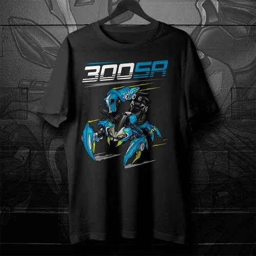 CFMoto 300SR 2020-2023 Turquoise Blue on T-shirt, Motorcycle Tee for Riders