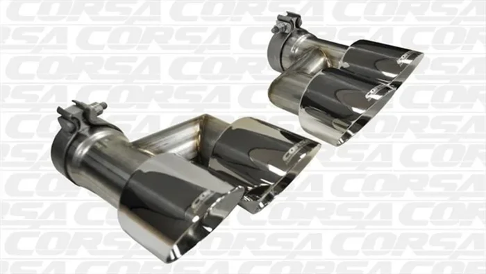 Corsa Exhaust Tip – Clamp-On – 3 ” Inlet – Dual 4 ” Round Outlets – Stainless – Polished