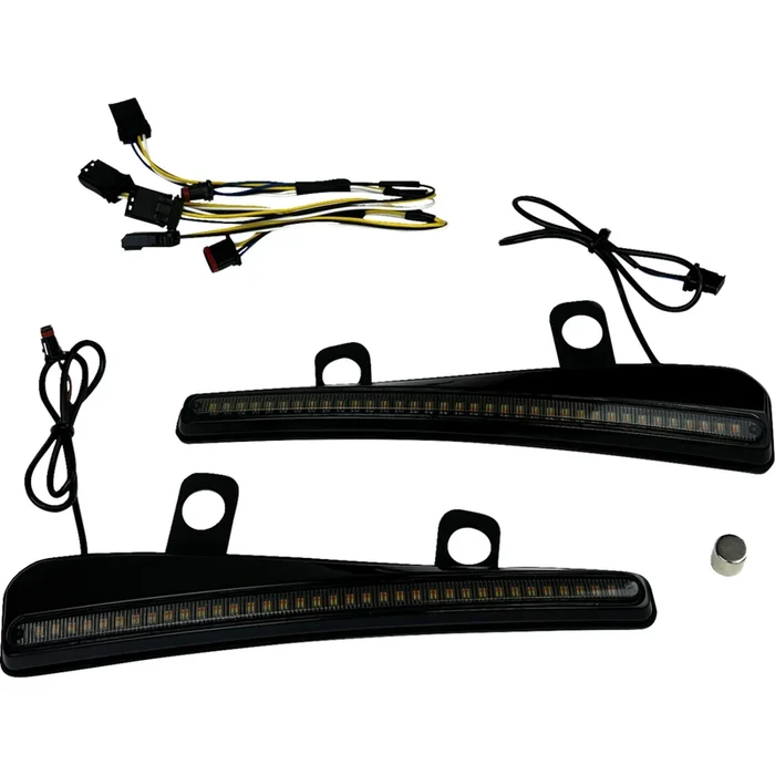 CUSTOM DYNAMICS 2040-3308 CD-RG23-SWT-B LED Windshield Trim with Turn Signals – Black – Smoke Lens