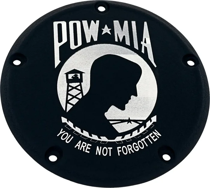 CUSTOM ENGRAVING 7 M8 FLT/FLH DERBY COVER POW-MIA BLACK
