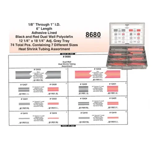 Disco Automotive Dual Wall Heat Shrink Tubing, 74 Pc. Assortment – 8680