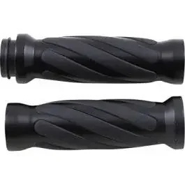 Drag Specialties Matte Black Twisted Style Grips Pair 1″ TBW Bars Harley