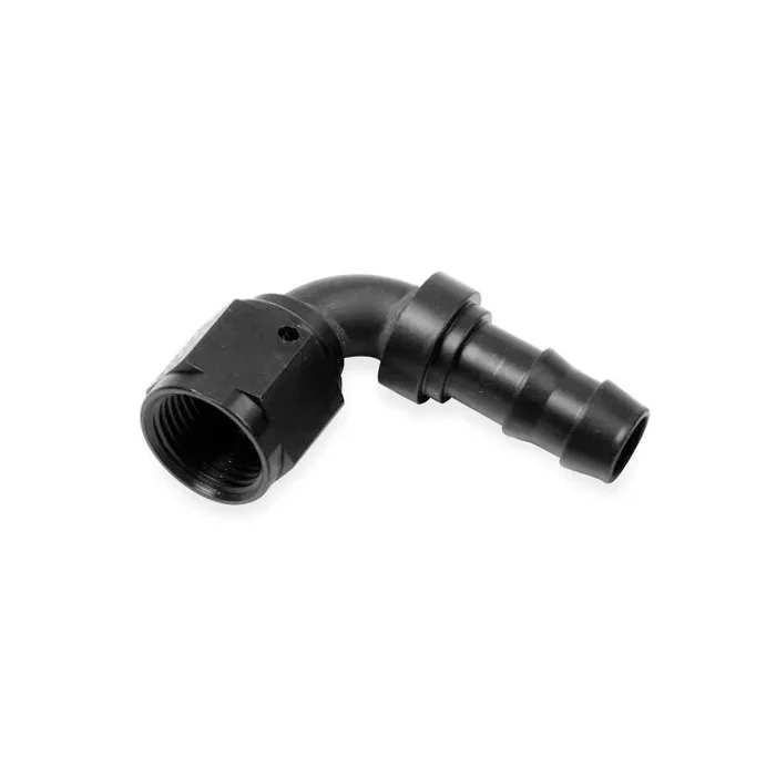 Earl’s Super Stock 90° Hose End – 6 AN Hose Crimp to 6 AN Female – Aluminum – Black Anodize