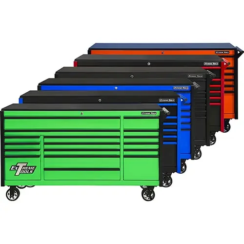 Extreme Tools® DX Series 72in W x 21in D 17 Drawer Triple Bank Roller Cabinet 100 lbs Slides