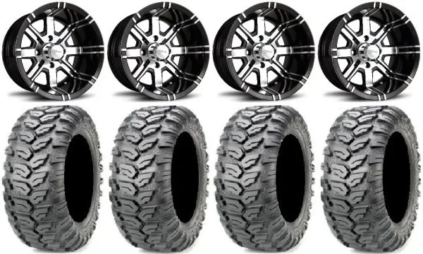 Fairway Alloys Aggressor Golf Wheels 12″ 23×10-12 Ceros Tires Yamaha