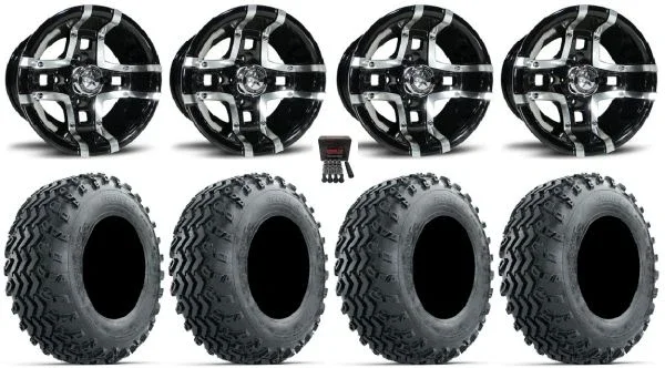 Fairway Alloys Prestige 10″ Golf Wheels Machined 22″ Rogue Tires Yamaha