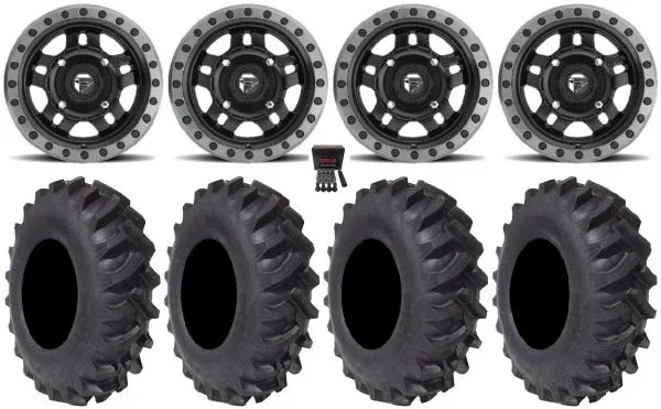 Fuel Anza 14″ Wheels Black 30″ Interforce R1 Tires Yamaha Viking Wolverine YXZ1000R