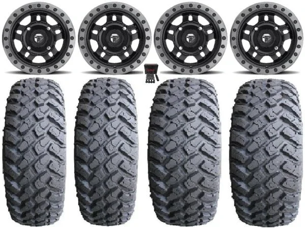 Fuel Anza Black 14″ Wheels 27″ MotoHammer Tires Kawasaki Mule Pro FXT KRX / Yamaha Wolverine RMAX / YXZ 2019+