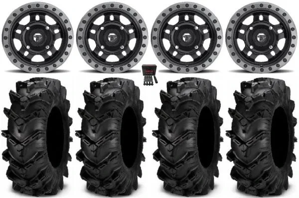 Fuel Anza Black 14″ Wheels 30″ Cryptid Tires Yamaha Viking Wolverine YXZ1000R