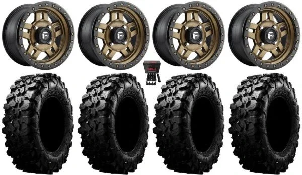 Fuel Anza Bronze 15″ Wheels 29″ Carnivore Tires Kawasaki Mule Pro FXT KRX / Yamaha Wolverine RMAX / YXZ 2019+