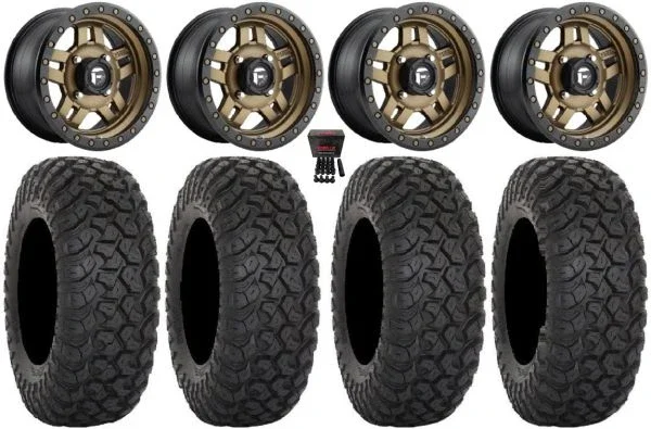 Fuel Anza Bronze 15″ Wheels 32″ RT320 Tires Kawasaki Mule Pro FXT KRX / Yamaha Wolverine RMAX / YXZ 2019+