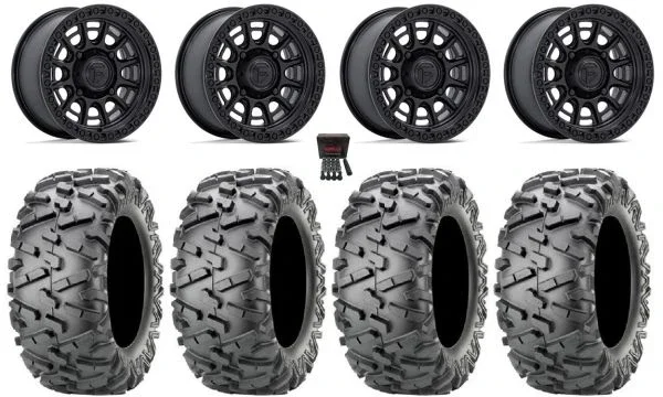 Fuel Cycle 15″ Wheels Black +38mm 30″ BigHorn 2.0 Tires Can-Am Commander Maverick Renegade Outlander Defender