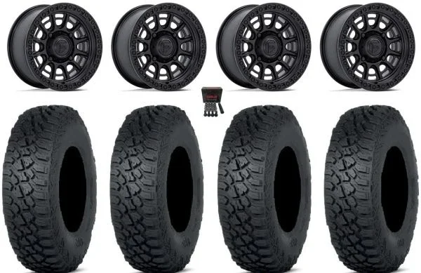 Fuel Cycle 15″ Wheels Black +38mm 30″ Tenacity XNR 8ply Tires Kawasaki Teryx Mule