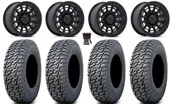Fuel Cycle 15″ Wheels Black +38mm 33″ Daemon Tires Kawasaki Teryx Mule
