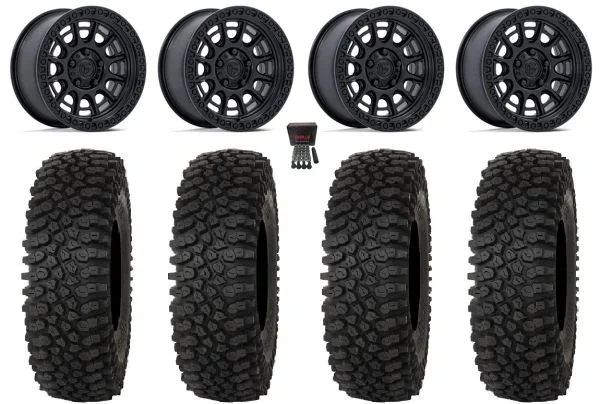 Fuel Cycle 15″ Wheels Black +38mm 33″ Roctane ST Tires CFMoto UForce U10 Pro / U10 XL Pro / ZForce Z10 / Z10-4