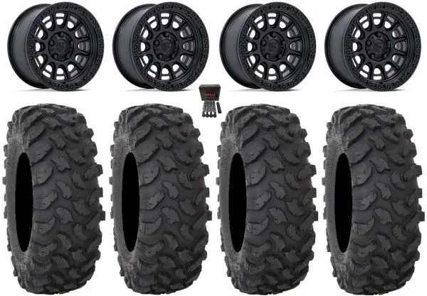 Fuel Cycle 15″ Wheels Black +38mm 33″ XTR370 Tires CFMoto UForce U10 Pro / U10 XL Pro / ZForce Z10 / Z10-4