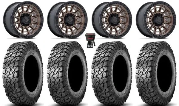 Fuel Cycle 15″ Wheels Bronze +10mm 32″ Predator Tires Polaris Sportsman / RZR / Ranger