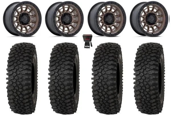 Fuel Cycle 15″ Wheels Bronze +10mm 32″ Roctane ST Tires Can-Am Commander Maverick Renegade Outlander Defender