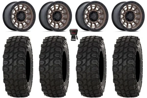 Fuel Cycle 15″ Wheels Bronze +10mm 32″ XComp ATR Tires Can-Am Maverick X3 / Honda Pioneer 1000 / Talon
