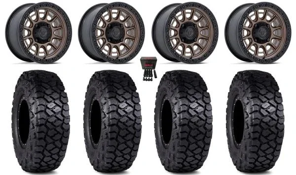 Fuel Cycle 15″ Wheels Bronze +10mm 35″ Intersect Tires Kawasaki Mule Pro FXT KRX / Yamaha Wolverine RMAX / YXZ 2019+