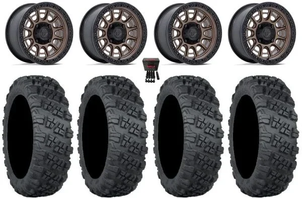 Fuel Cycle 15″ Wheels Bronze +10mm 35″ Versa Cross V3 Tires Can-Am Maverick X3 / Honda Pioneer 1000 / Talon