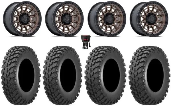 Fuel Cycle 15″ Wheels Bronze +38mm 30″ Cross Trail Tires Kawasaki Mule Pro FXT KRX / Yamaha Wolverine RMAX / YXZ 2019+