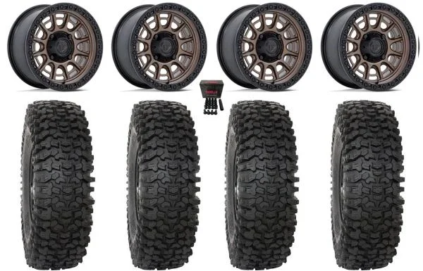 Fuel Cycle 15″ Wheels Bronze +38mm 35″ RC500 Tires Kawasaki Mule Pro FXT KRX / Yamaha Wolverine RMAX / YXZ 2019+