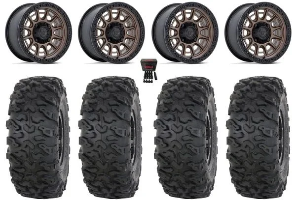 Fuel Cycle 15″ Wheels Bronze +38mm 35″ Roctane T4 Tires Polaris Sportsman / RZR / Ranger