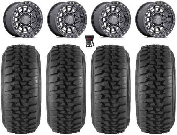 Fuel Cycle 15″ Wheels Gunmetal +10mm 33″ Desert Series Tires Yamaha Viking Wolverine YXZ1000R